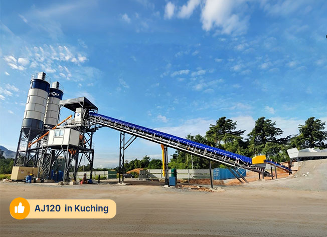 AIMIX AJ120 concrete batching plant successfully running in Malaysia