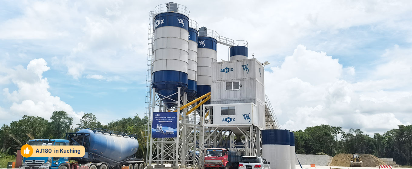 AIMIX AJ180 concrete batching plant successfully running in Malaysia