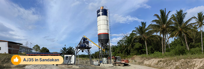 AIMIX AJ35 concrete batching plant successfully running in Malaysia