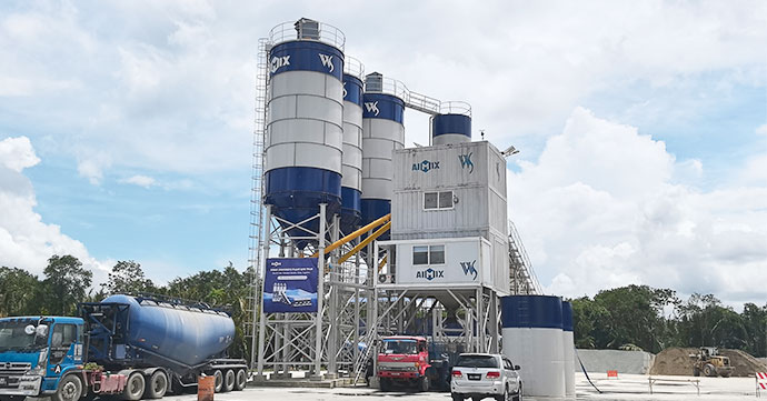 AIMIX AJ180 concrete batching plant successfully running in Malaysia