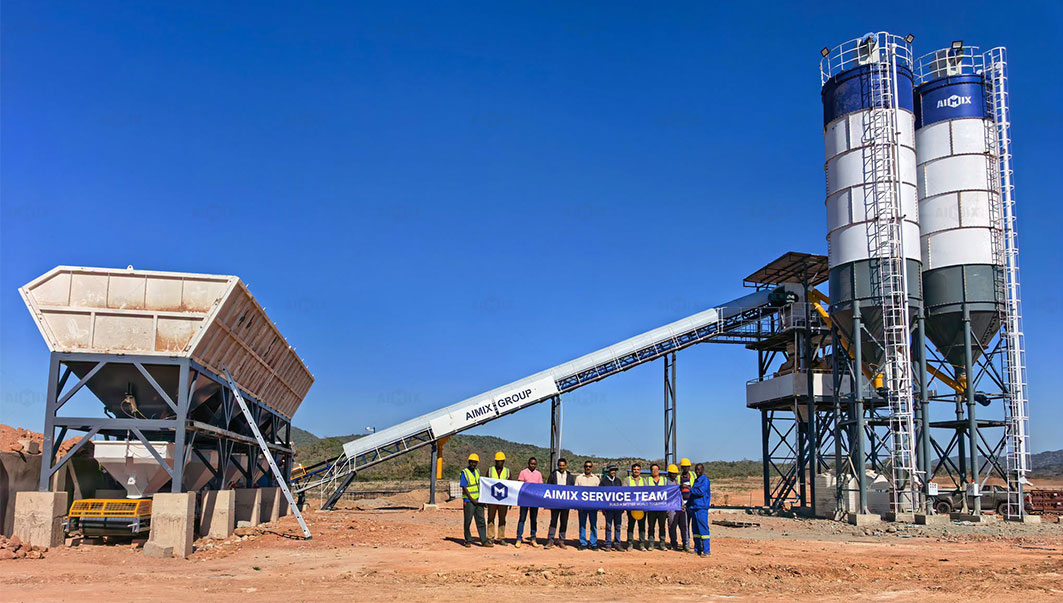 AIMIX AJ90 concrete batching plants installed in South Africa